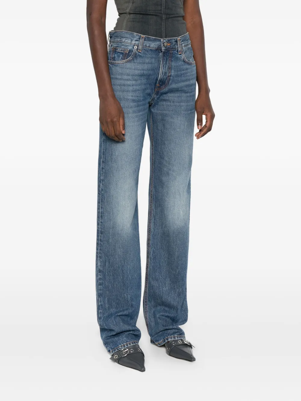 Haikure Cleo jeans met donkere wassing Blauw