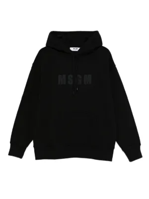MSGM ブラック パーカー プリント M MSGM（エムエスジーエム） パーカー プルオーバー スウェット メンズ