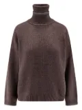 Brunello Cucinelli roll-neck embellished sweater - Brown