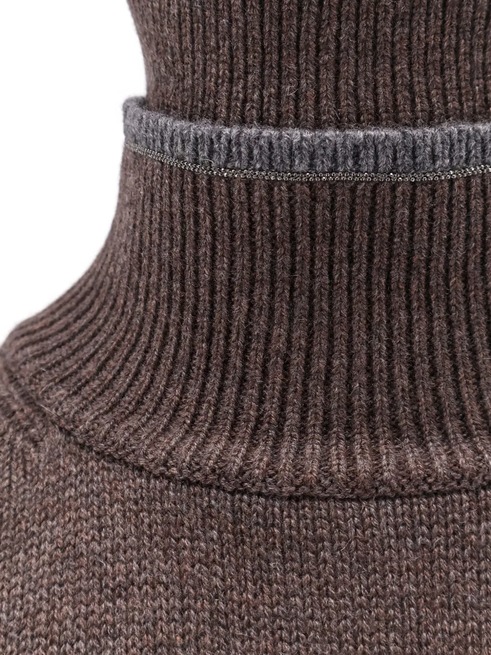 Brunello Cucinelli roll-neck embellished sweater Bruin