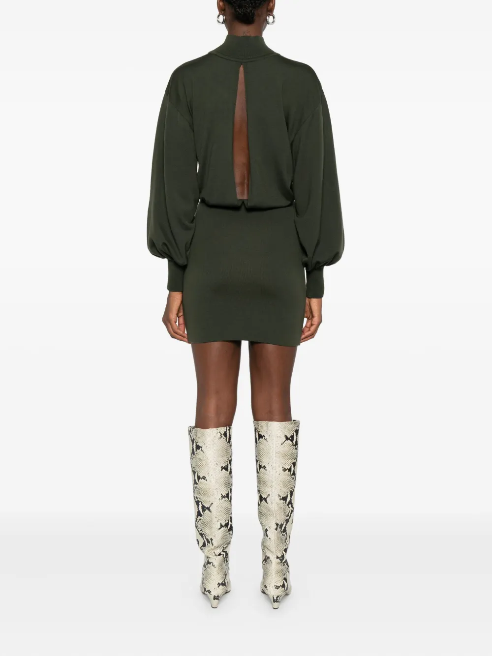 Antonino Valenti high-neck balloon-sleeve mini dress Groen