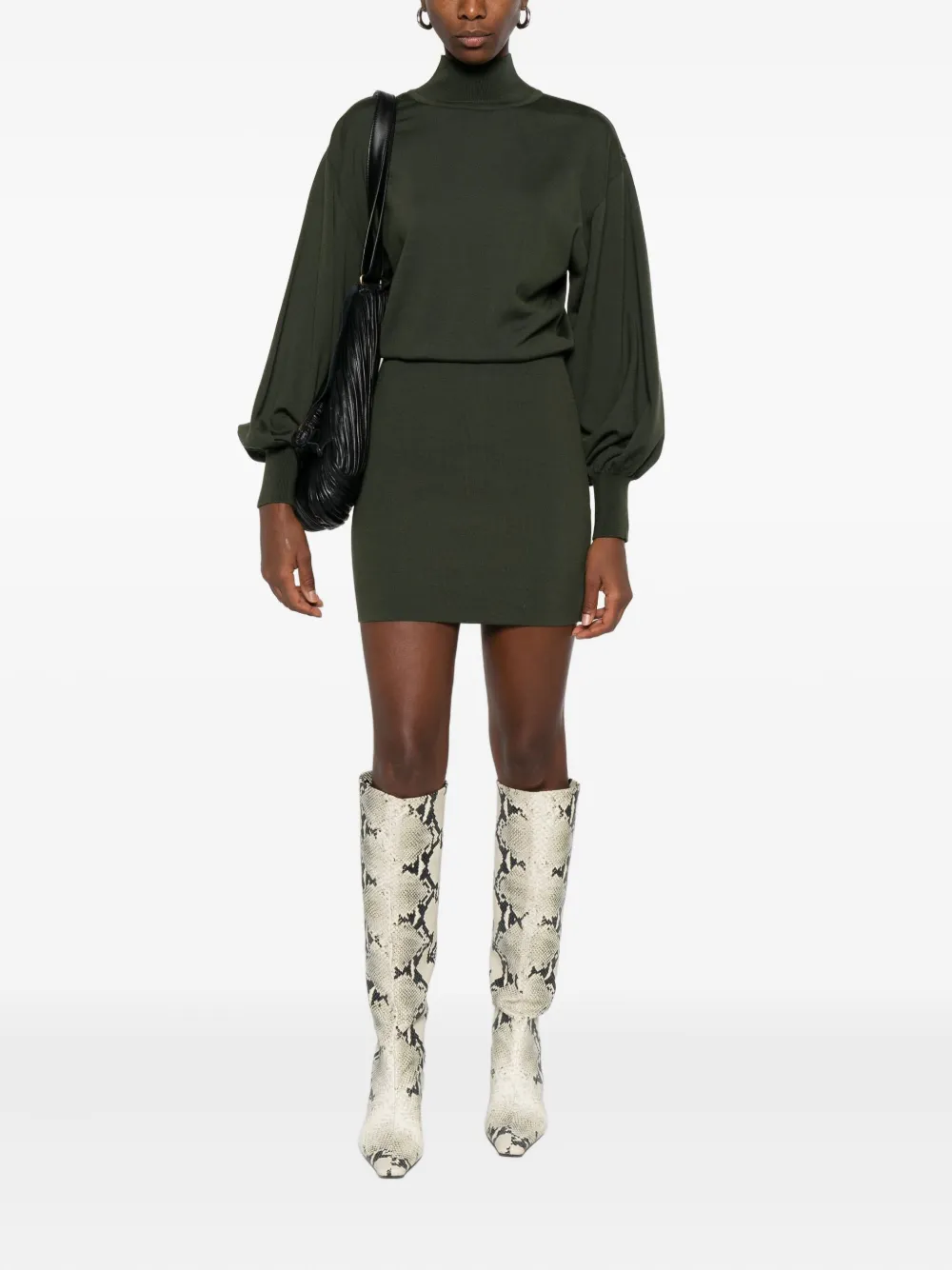 Antonino Valenti high-neck balloon-sleeve mini dress Groen
