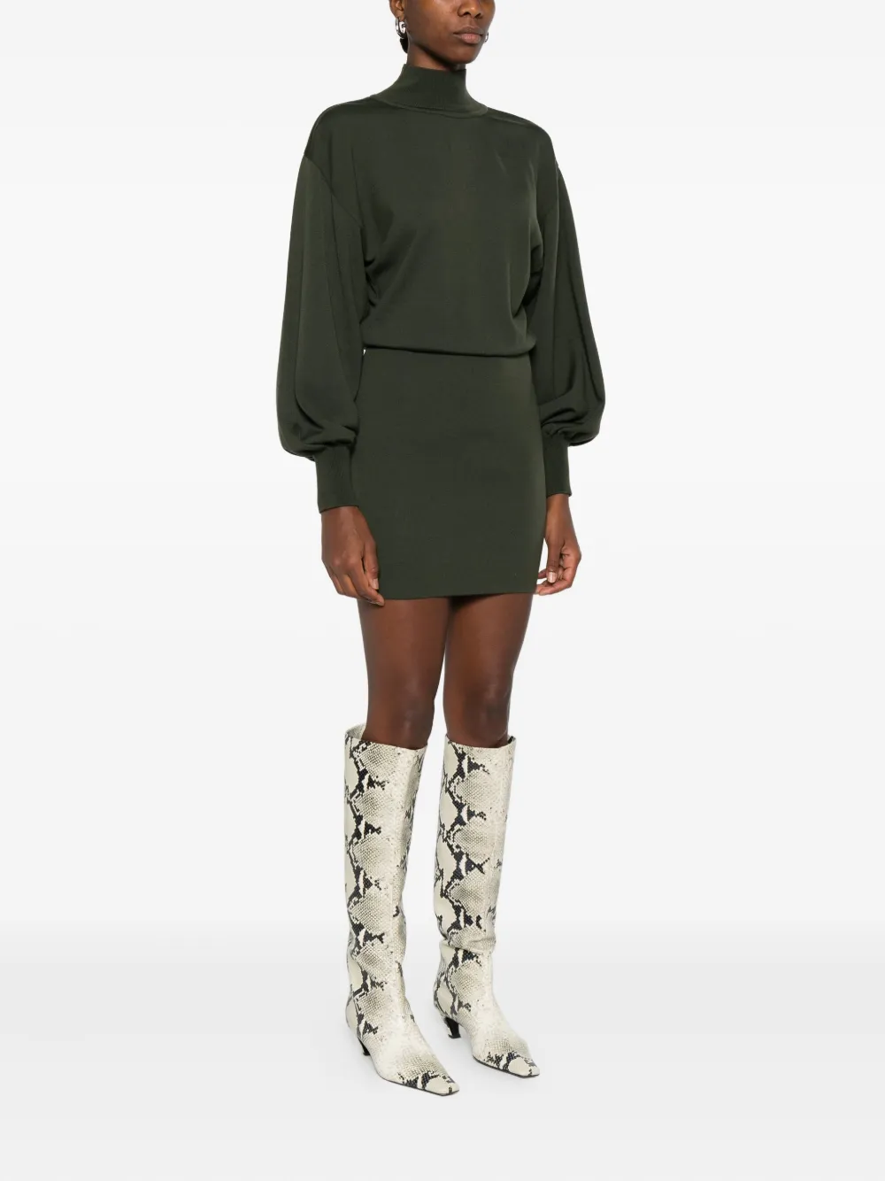Antonino Valenti high-neck balloon-sleeve mini dress Groen