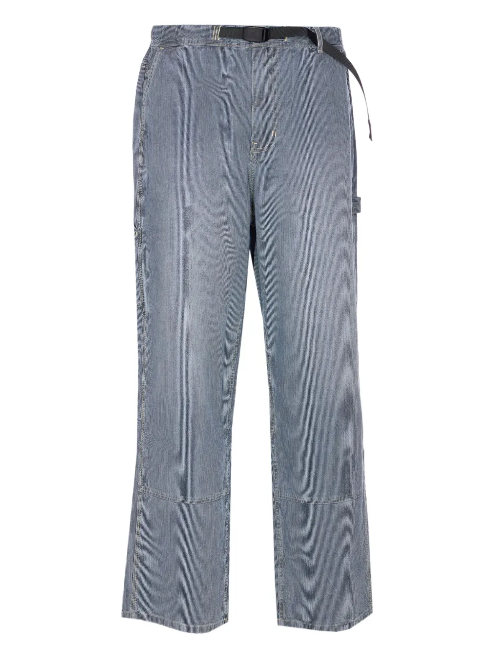 striped-pattern belted-waist trousers