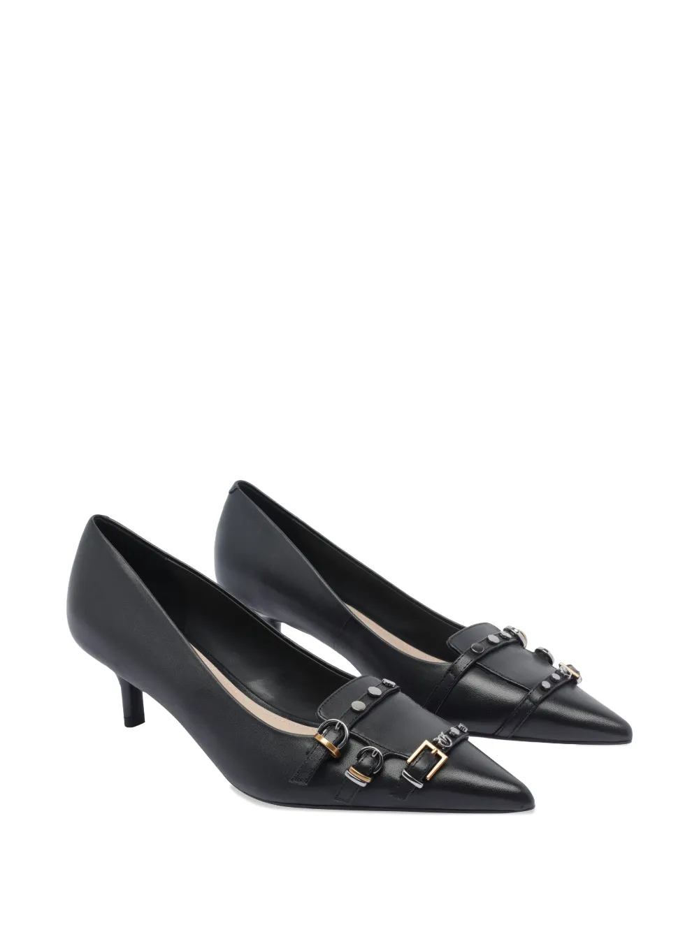 Pinko Pointed Toe Pumps With Decorative Buckles In Black