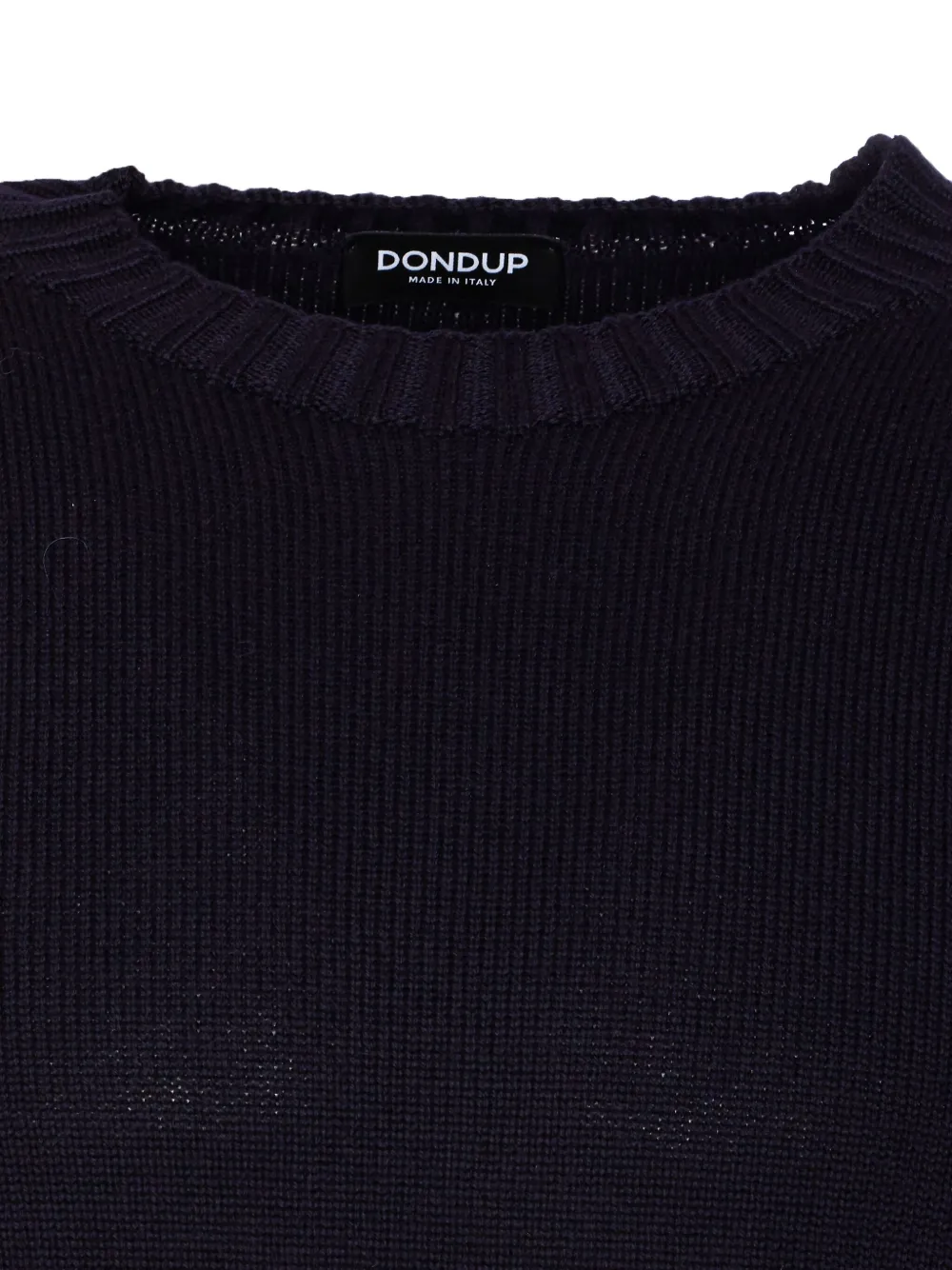 Dondup Crewneck Sweater With Ribbed Cuffs And Hem In Blue
