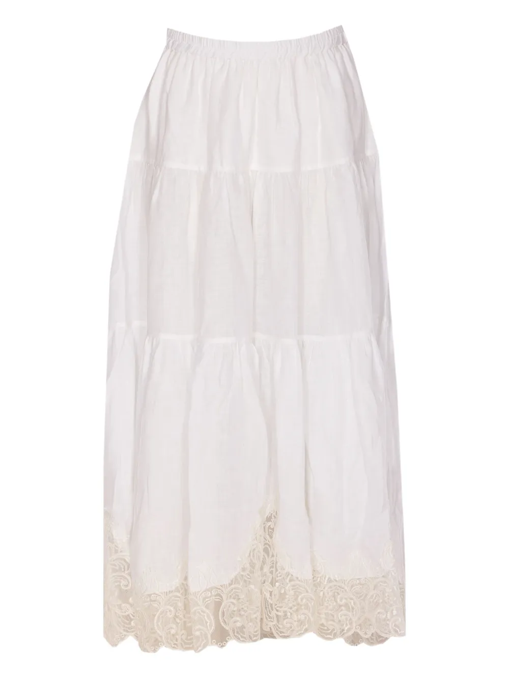 Maurizio Miri elastic-waist lace-trimmed skirt - Wit