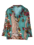 YAVI button-fastening floral-print jacket - Blue