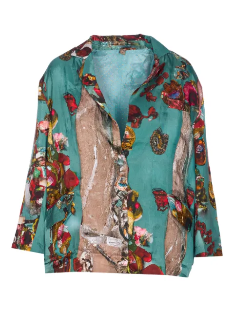 YAVI button-fastening floral-print jacket