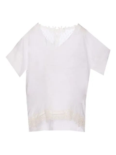 Maurizio Pecoraro embroidered lace-trimmed T-shirt