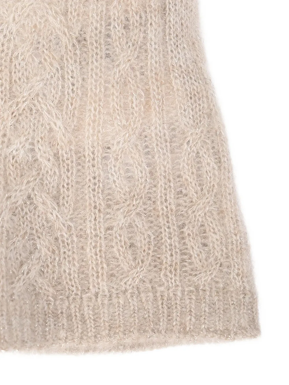 Brunello Cucinelli Cable-knit Long Gloves In Neutral