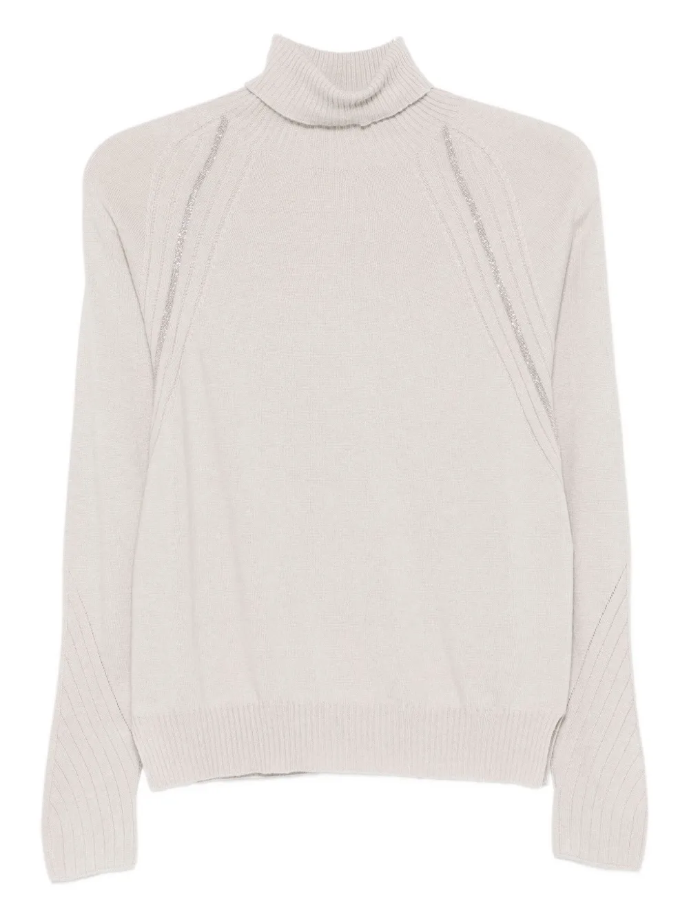 D Exterior Roll-neck Embellished Sweater In Neutral