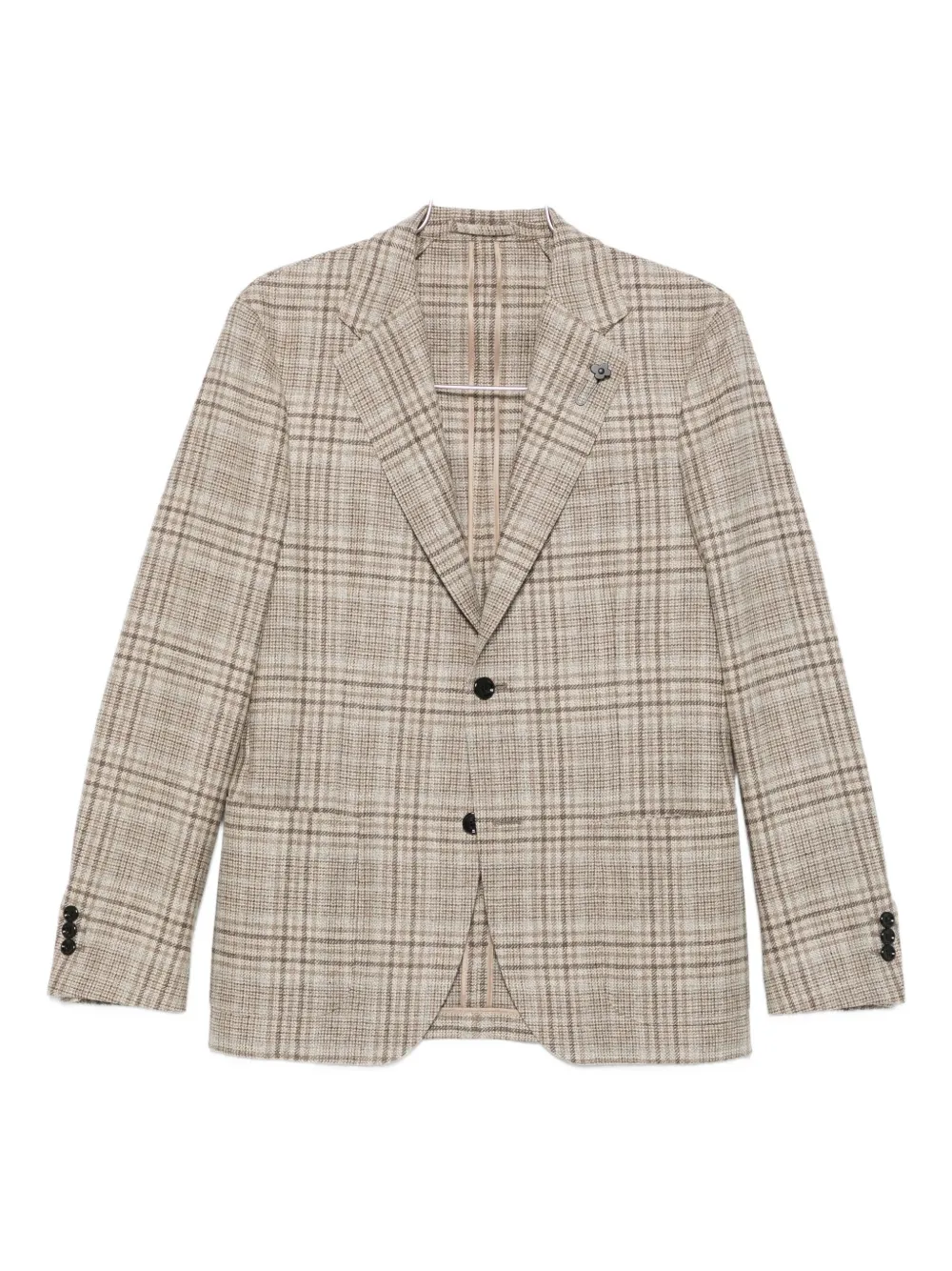 Lardini Checked Two-button Blazer In Gray