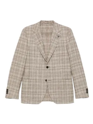 BOGLIOLI COAT チェック ハウンドトゥース リネンジャケット 【公式通販】