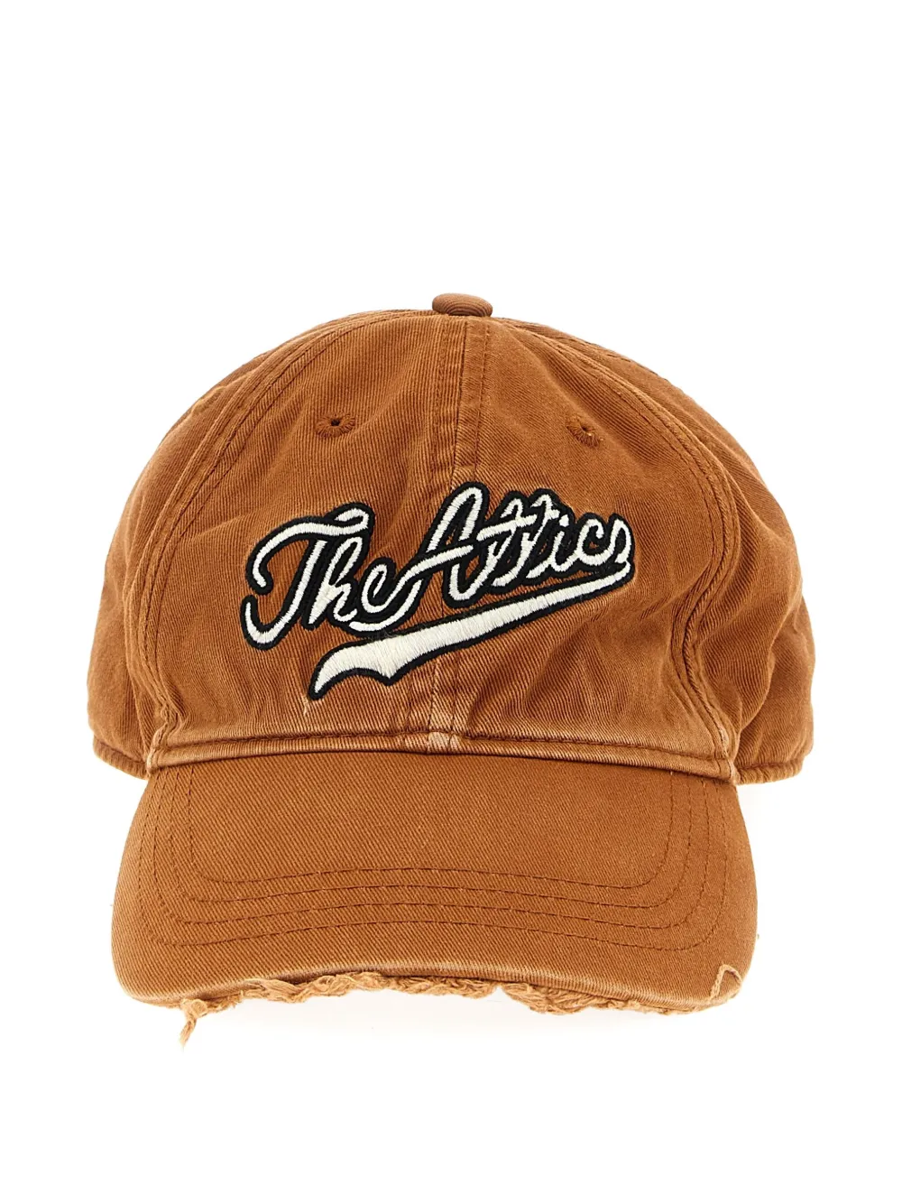 logo-embroidered frayed-edge hat