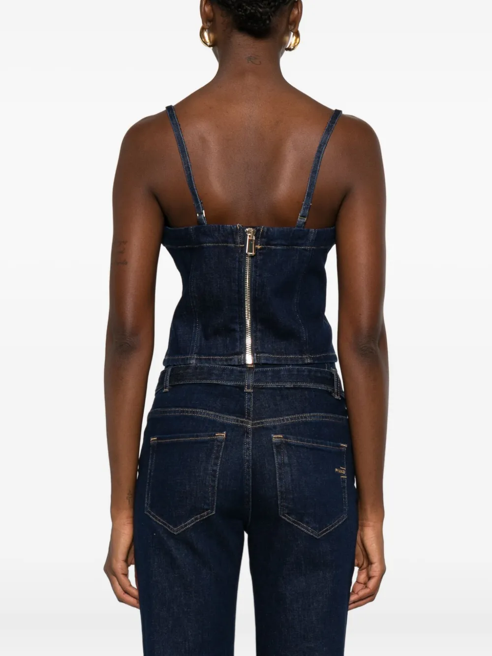 PINKO Denim tanktop met spaghettibandjes Blauw