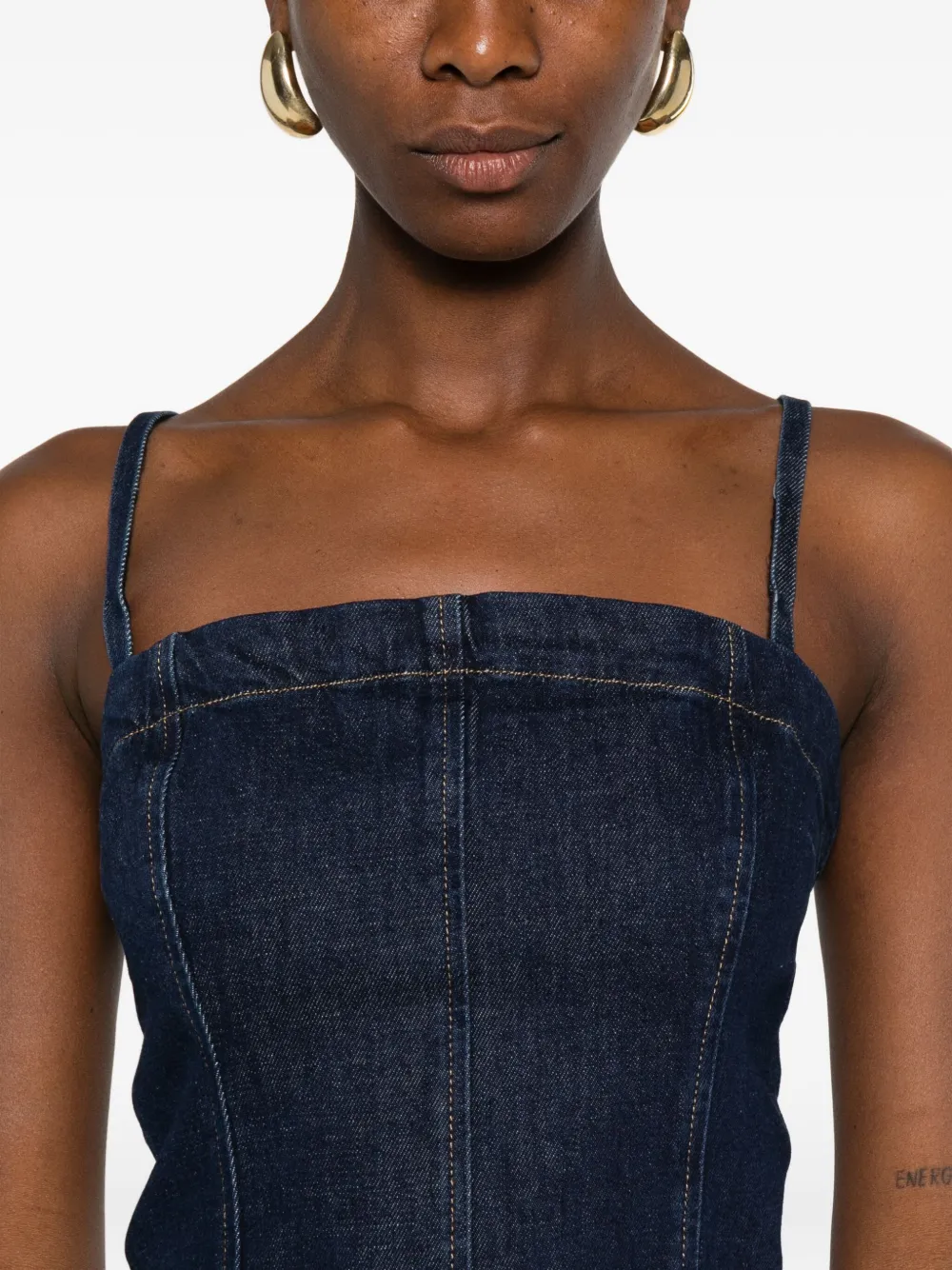 PINKO Denim tanktop met spaghettibandjes Blauw