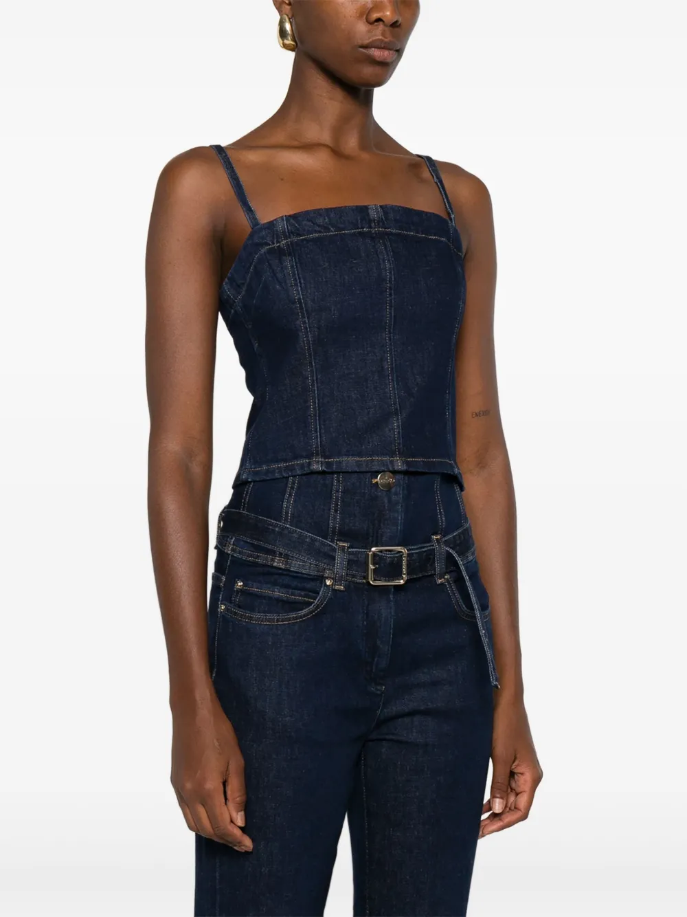 PINKO Denim tanktop met spaghettibandjes Blauw