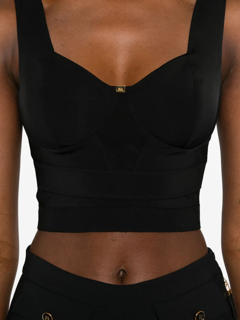 Elisabetta Franchi sweetheart-neckline cropped top Zwart