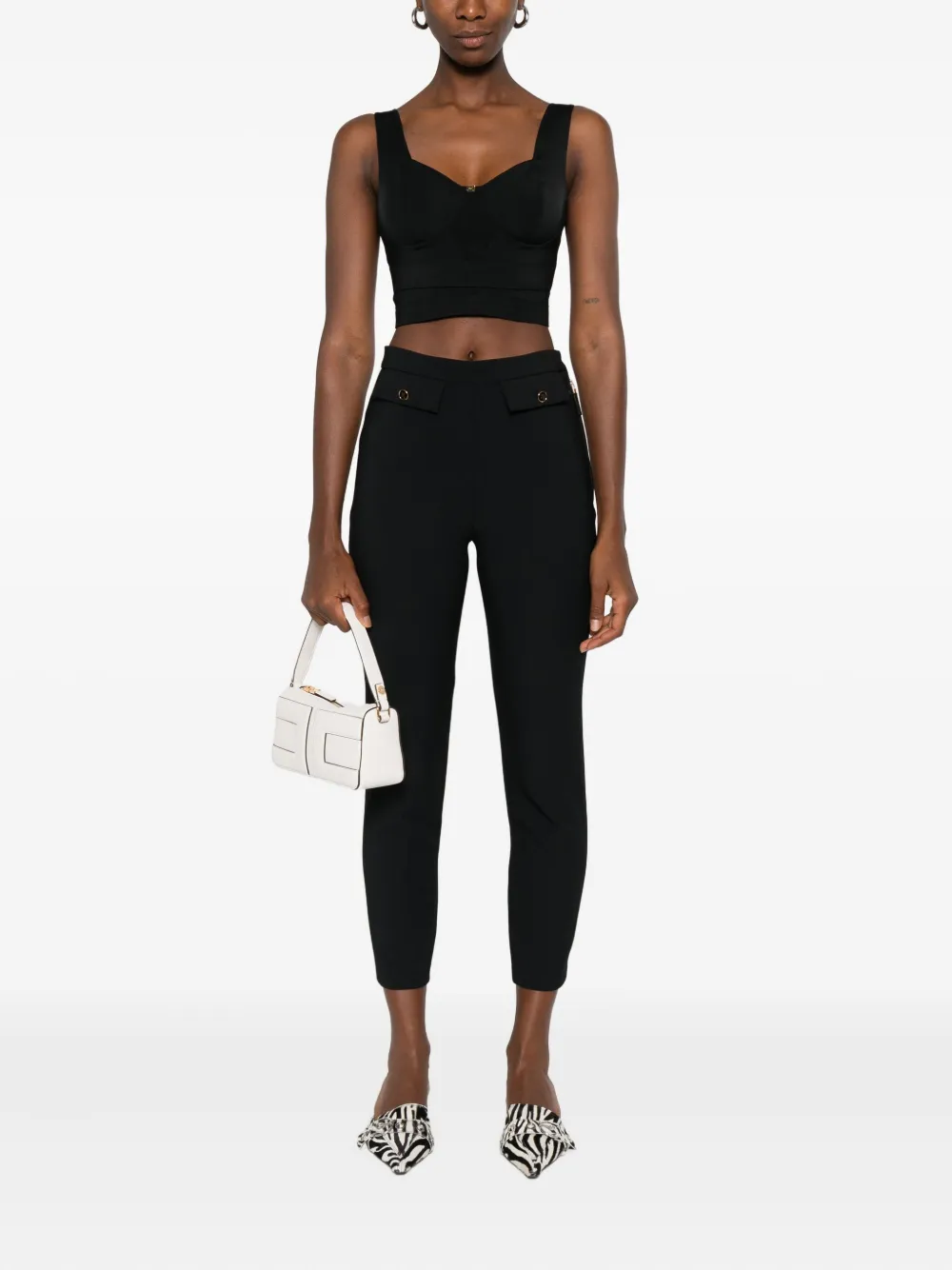 Elisabetta Franchi sweetheart-neckline cropped top Zwart
