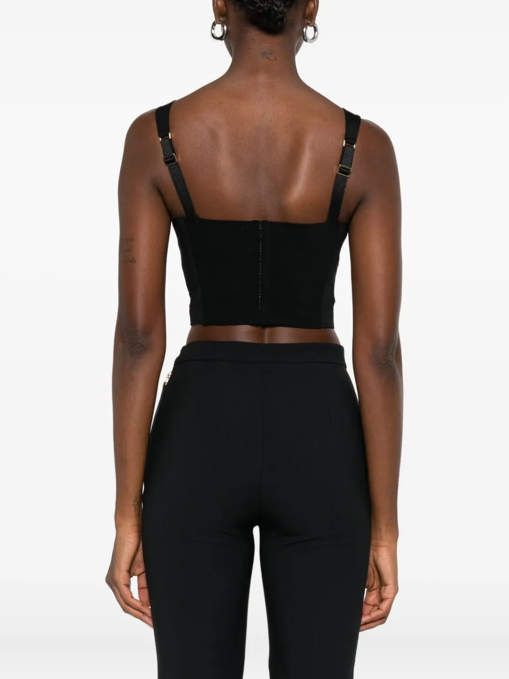 Elisabetta Franchi sweetheart-neckline cropped top Zwart