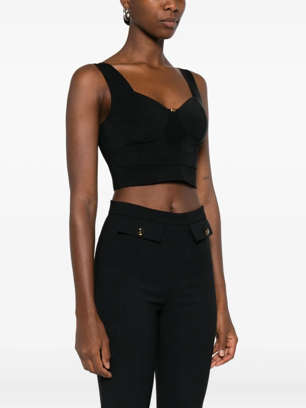 Elisabetta Franchi sweetheart-neckline cropped top Zwart