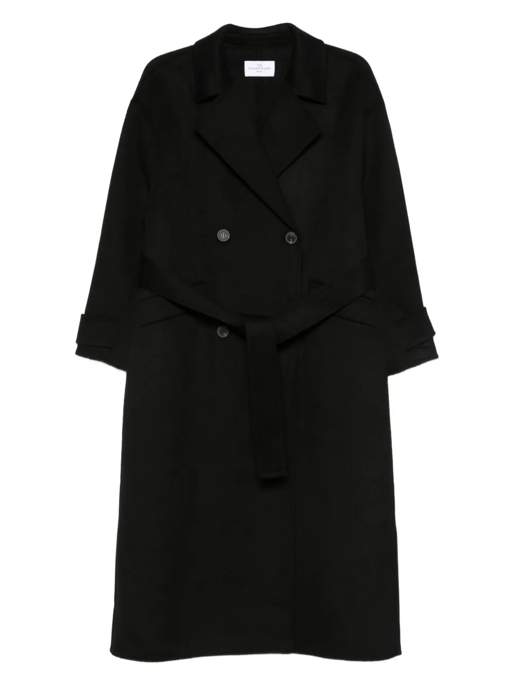 THE DYNAMIS STUDIO belted double-breasted coat | Black | Image 1