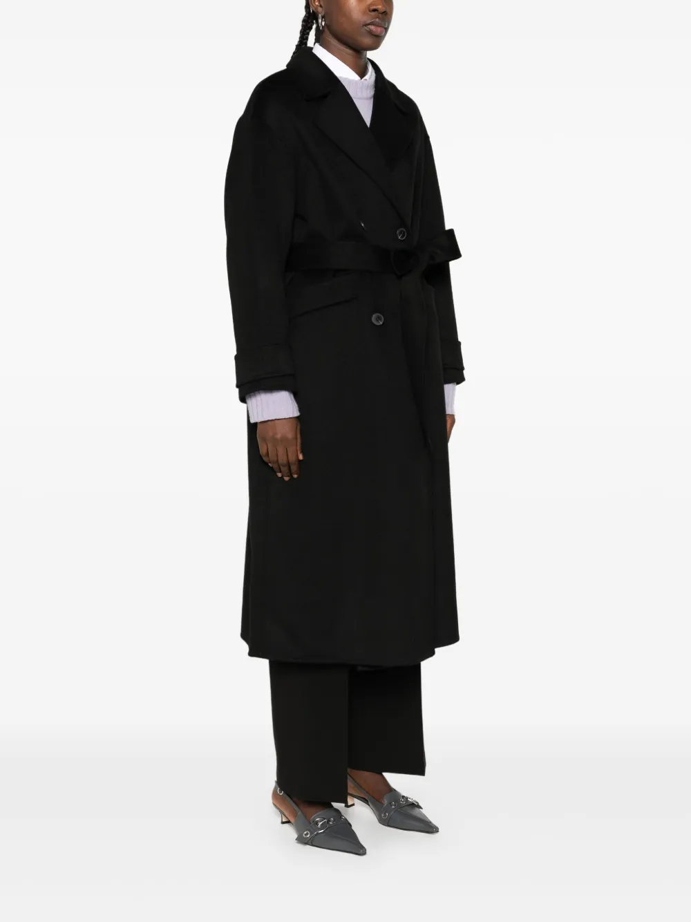  The Dynamis Studio Belted Double-breasted Coat - Black 