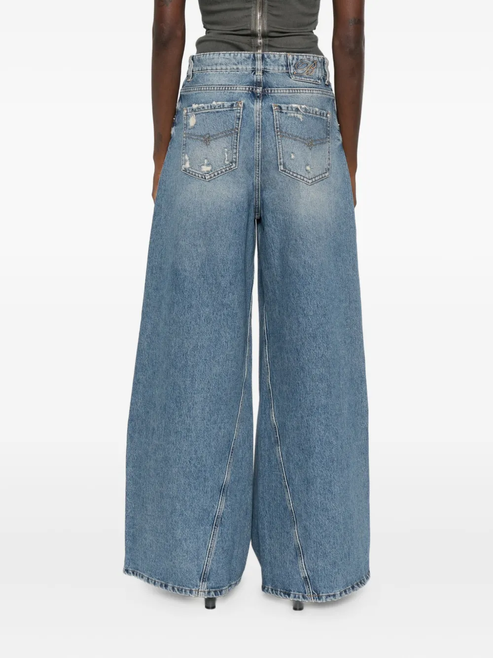 Blumarine Gerafelde jeans Blauw