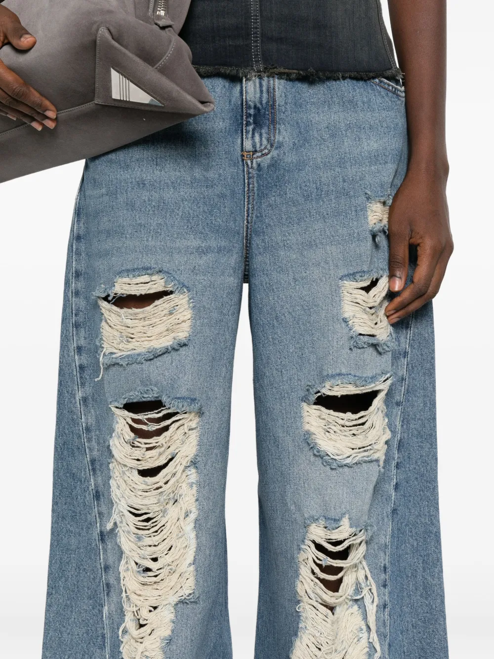 Blumarine Gerafelde jeans Blauw