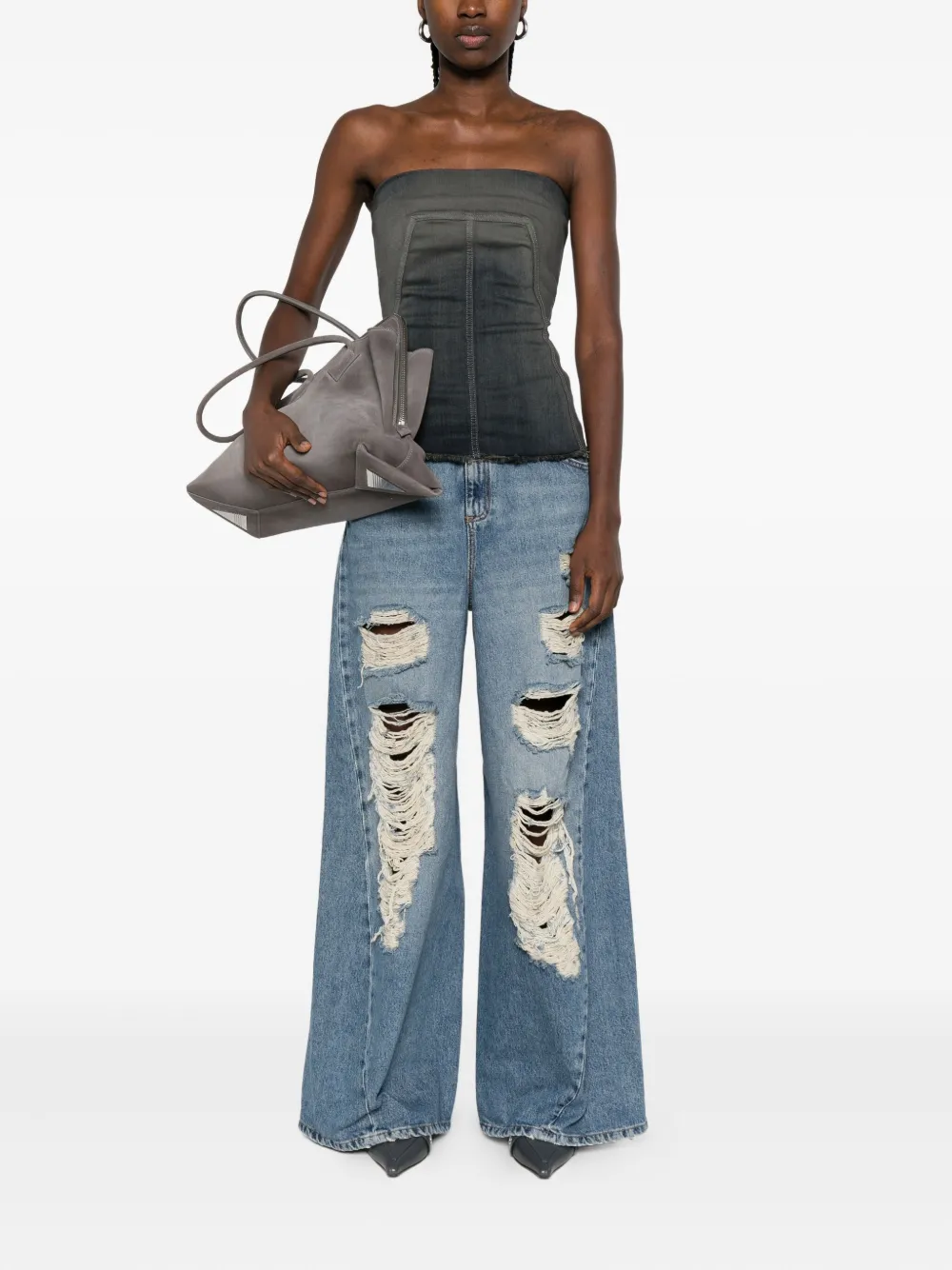 Blumarine distressed frayed jeans - Blauw