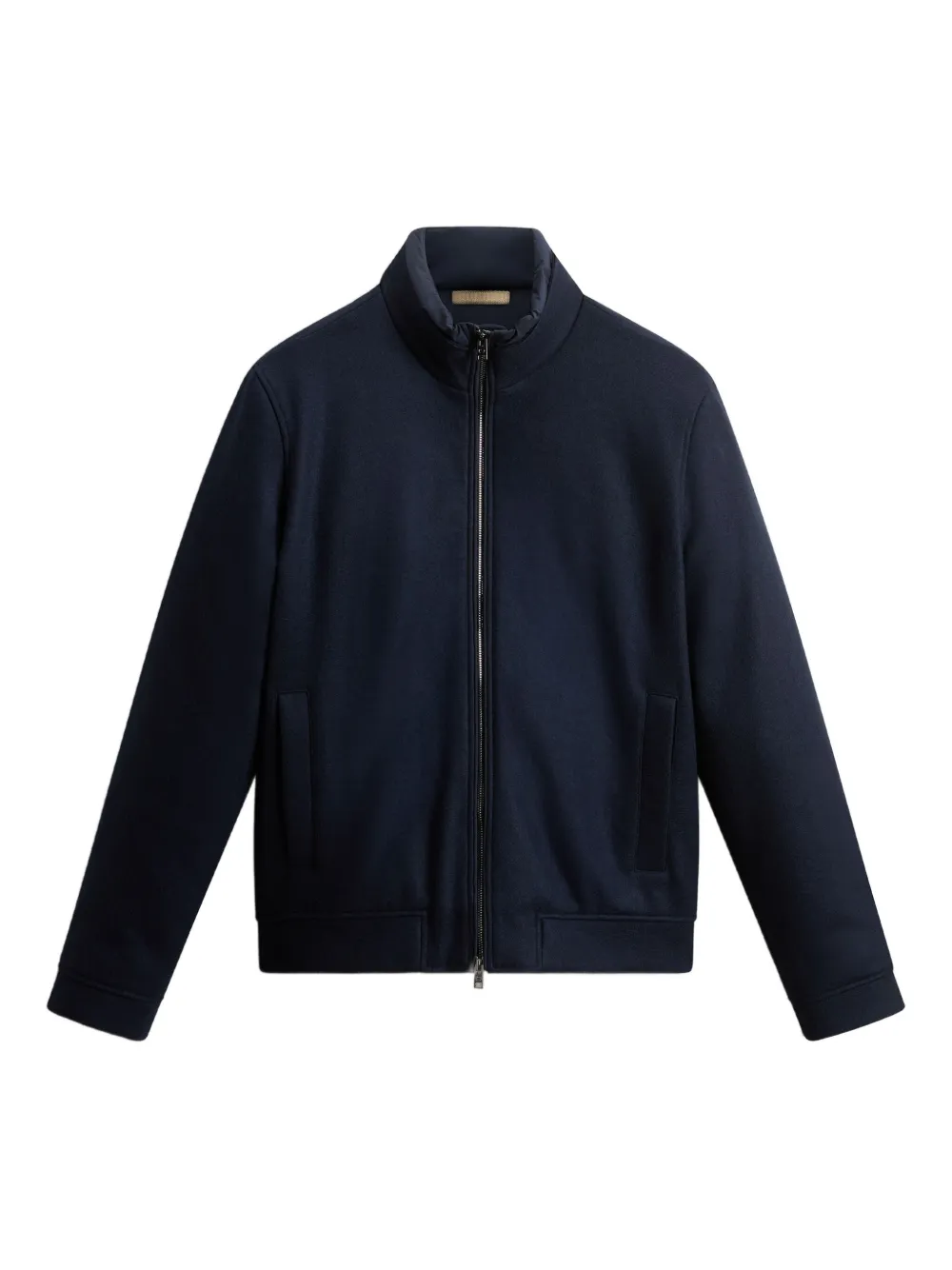 Woolrich Knitted Wool Bomber Jacket In Blue