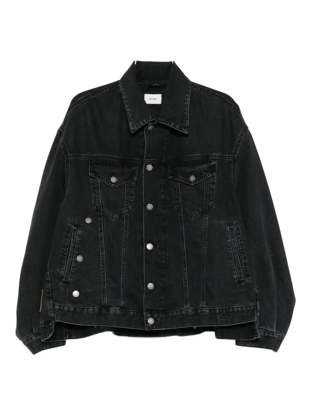 Haikure Button-down Long-sleeved Denim Jacket In Black