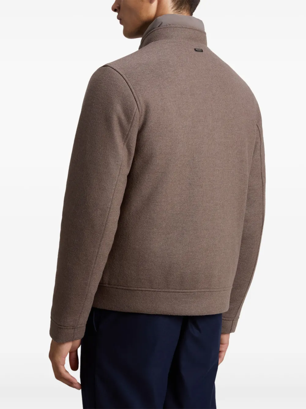 Woolrich Knitted Wool Bomber Jacket In Brown