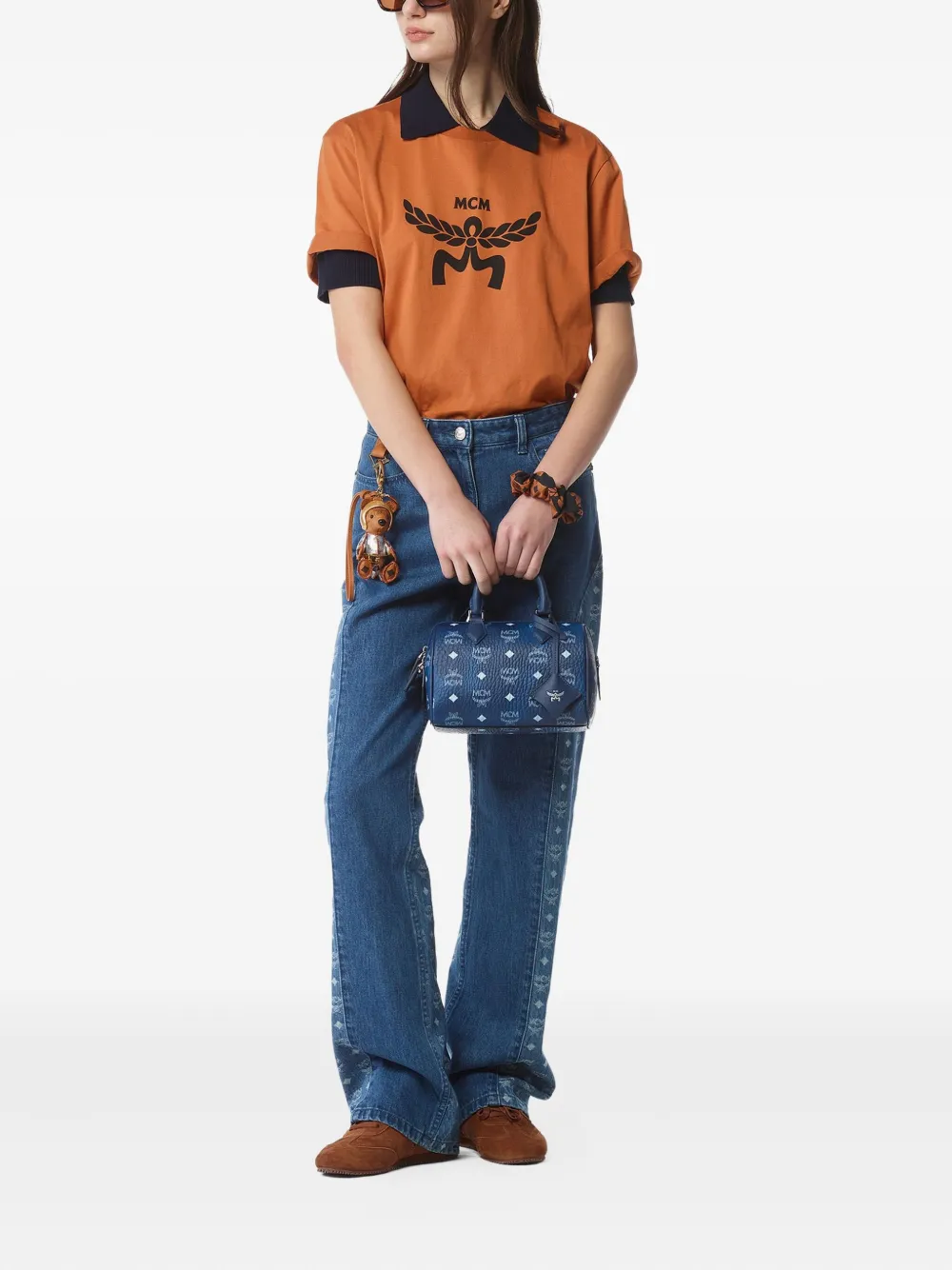 MCM small Ella Boston Visetos monogram tote bag - Blauw