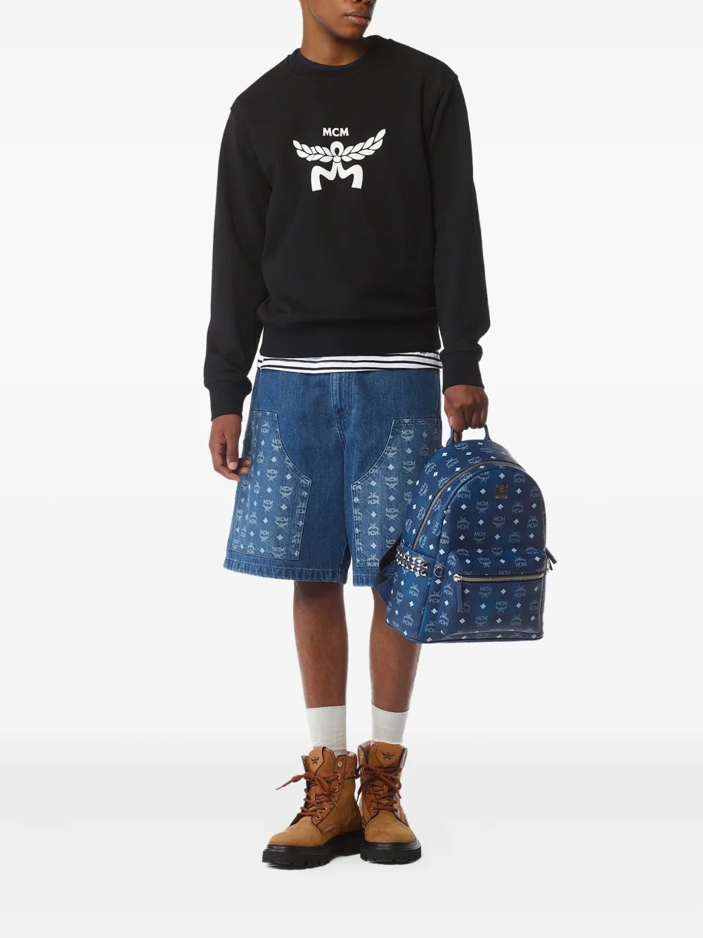 MCM Stark rugzak met studs Blauw