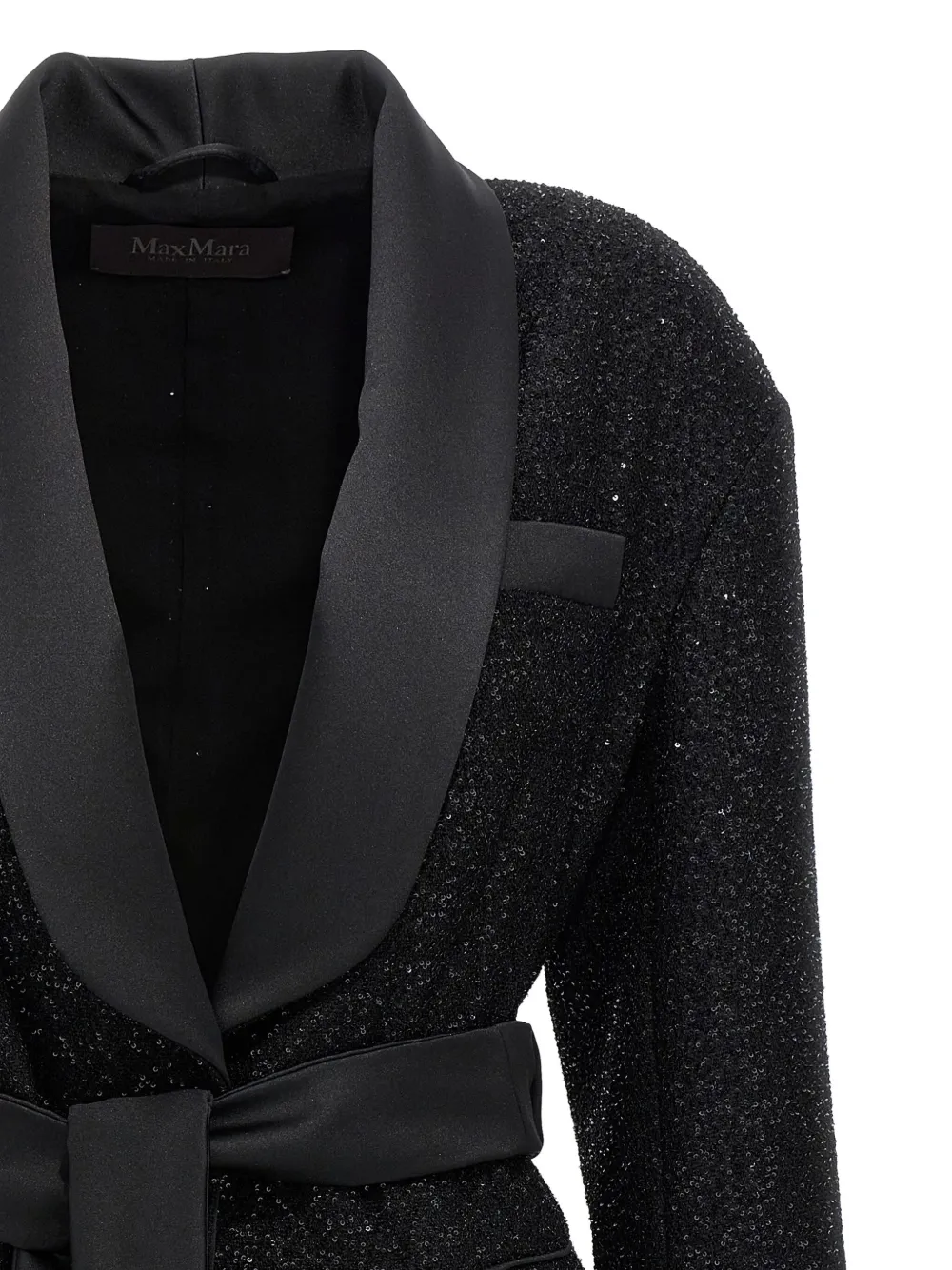 Max Mara sequin-embellished shawl-collar blazer Zwart