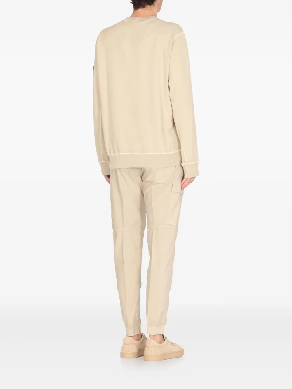 Stone Island logo-patch crew-neck sweatshirt Beige
