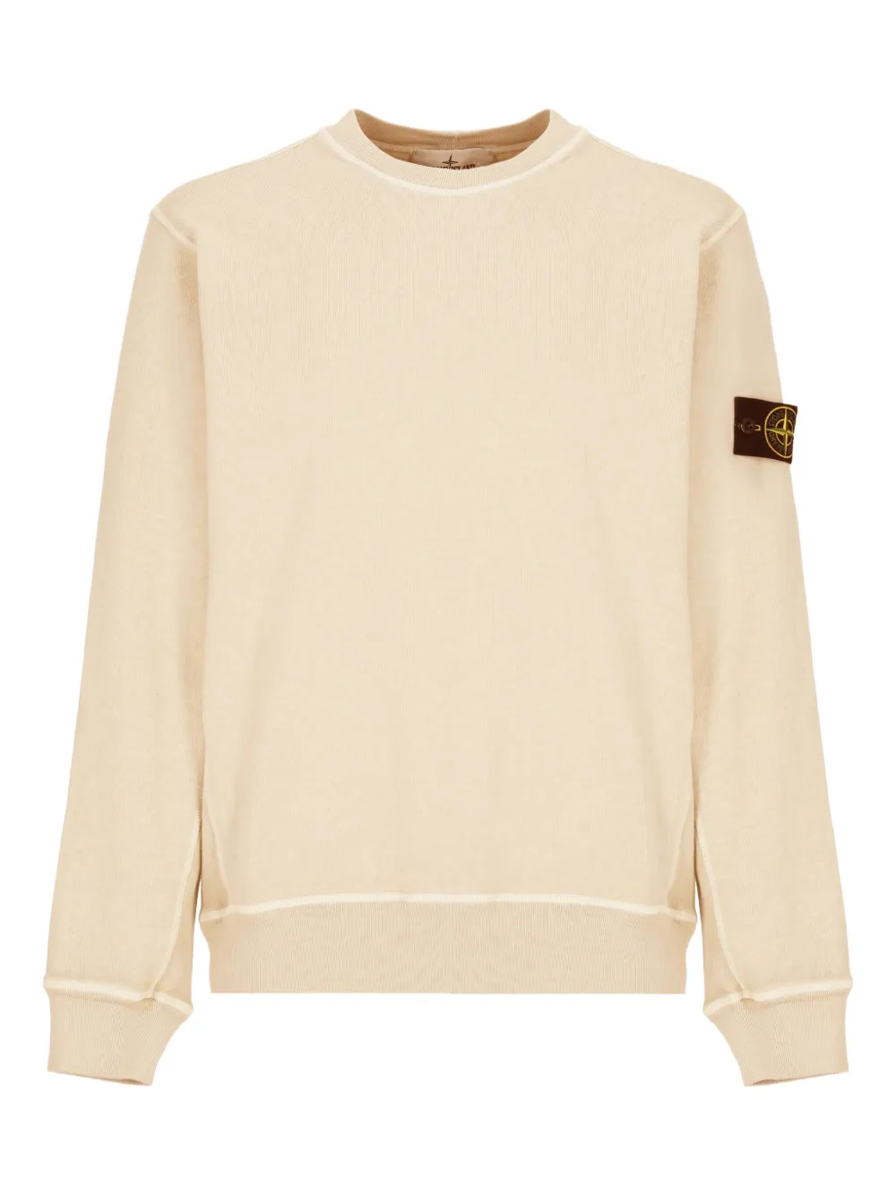 Stone Island logo-patch crew-neck sweatshirt Beige