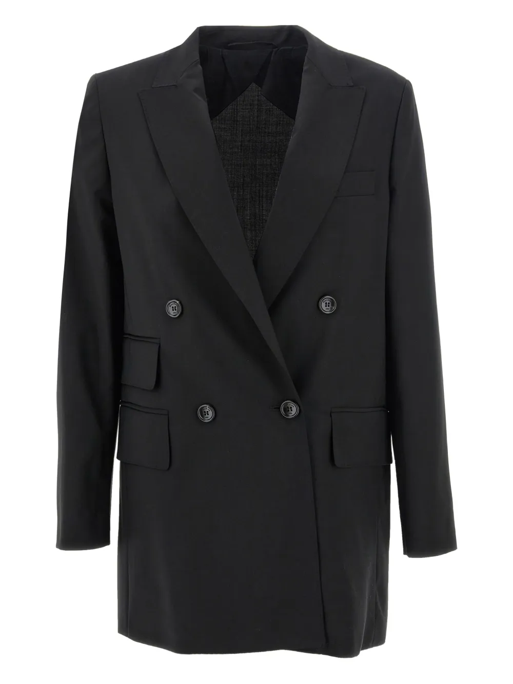 Max Mara double-breasted wool blazer Zwart