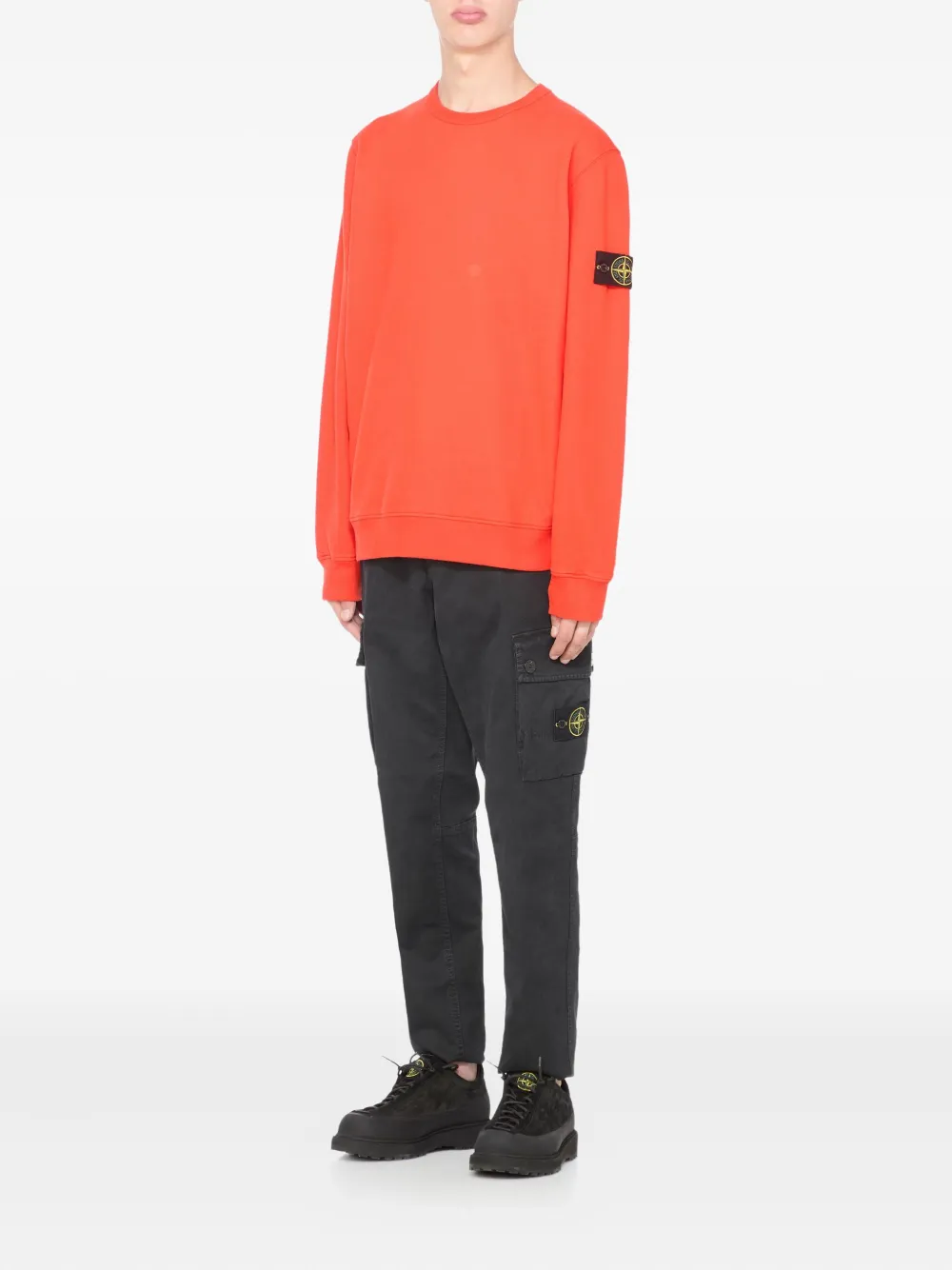 Stone Island Katoenen sweater met logopatch Oranje