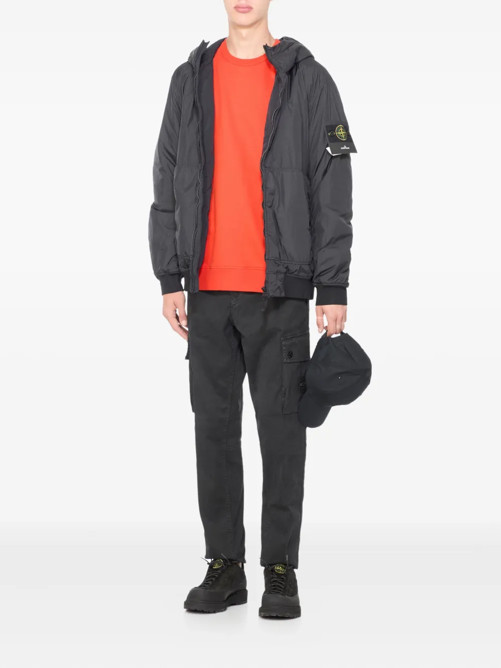Stone Island Katoenen sweater met logopatch Oranje