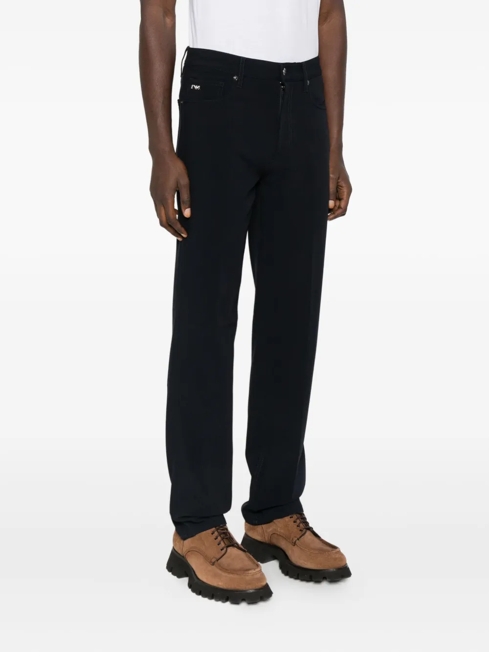 Emporio Armani Logo-detail Trousers In Blue