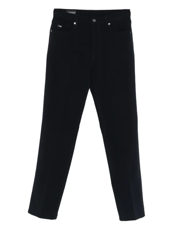 Emporio Armani logo-detail Trousers Blue FARFETCH IN