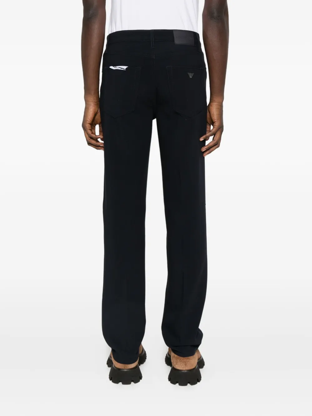 Emporio Armani Logo-detail Trousers In Blue