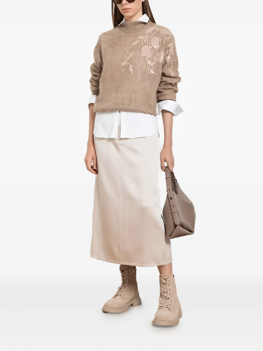 Brunello Cucinelli Pocket-detail Midi Skirt In Neutral