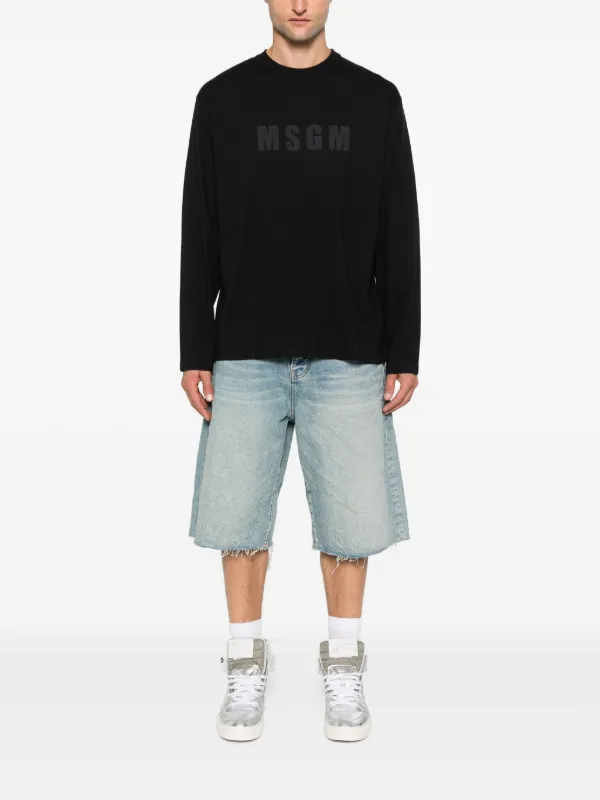 MSGM ブラック ロングTシャツ MSGM ロゴ ロングTシャツ | ブラック | FARFETCH JP