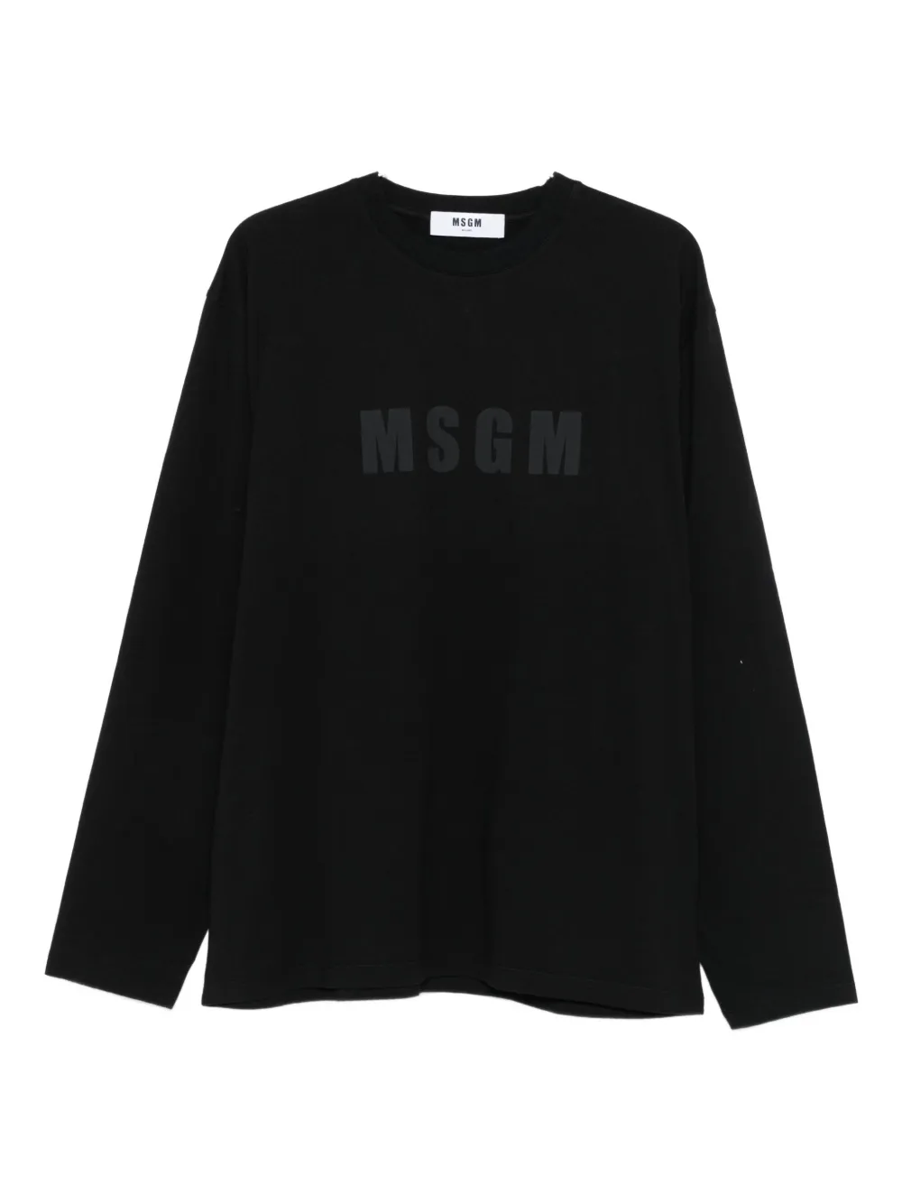 Msgm Cotton T-shirt With Front Printed Logo In Black
