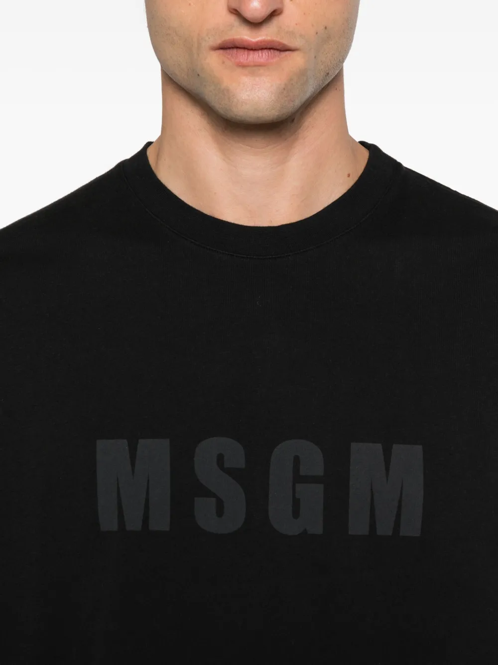 MSGM logo-print long-sleeve T-shirt Zwart