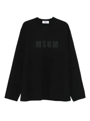 MSGM ブラック ロングTシャツ MSGM ロゴ ロングTシャツ | ブラック | FARFETCH JP